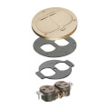 Product Image of 2-Gang Round Trim Kit For FLB3500 Floor Box Kits w/ 2 Flip Lids (Brass)