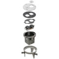 Product Image of DROPIN 1-Gang Round Floor Box Kit for Installed Floors w/ Two Threaded Plugs (Nickel-Plated Brass)