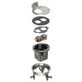 Product Image of DROPIN 1-Gang Round Floor Box Kit for Installed Floors w/ 2 Flip Lids (Nickel-Plated Brass)
