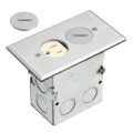 Product Image of 1-Gang Floor Box Kit w/ Two Threaded Plugs (Nickel-Plated Brass)