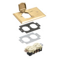 Product Image of 1-Gang Metallic Floor Box Cover w/ 2 Flip Lids (Brass)
