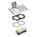 Product Image of 1-Gang Metallic Floor Box Cover w/ 2 Flip Lids (Nickel-Plated Brass)