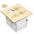 Product Image of 2-Gang Floor Box Kit w/ Four Threaded Plugs (Brass)