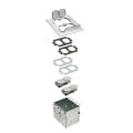 Product Image of 2-Gang Floor Box Kit w/ Steel Box & Metallic Cover w/ 4 Flip Lids (Nickel-Plated Brass)