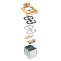 Product Image of 2-Gang Combination Floor Box Kit w/ Installed Low Voltage Divider & Metallic Cover w/ 4 Flip Lids (Brass)