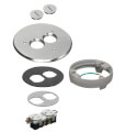 Product Image of 6" Metallic Floor Box Cover Kit w/ 2 Threaded Plugs & Leveling Ring for New Concrete (Nickel-Plated Brass)