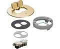Product Image of 6" Metallic Floor Box Cover Kit w/ 2 Flip Lids & Leveling Ring for New Concrete (Brass)