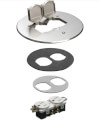 Product Image of 6" Metallic Floor Box Cover Kit w/ 2 Flip Lids for New Concrete (Nickel-Plated Brass)