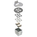 Product Image of 2-Gang Floor Box Kit w/ 2 110V Receptacles, Steel Box & Round Metal Cover (Nickel-Plated Brass)