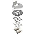 Product Image of 2-Gang Round Floor Box Cover Trim Kit w/ 2 110V Receptacles (Nickel-Plated Brass)