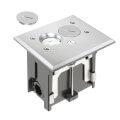 Product Image of 1-Gang Non-Metallic Adjustable Floor Box w/ Metallic Cover & Two Threaded Plugs (Brass-Plated Nickel)