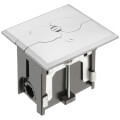 Product Image of 1-Gang Non-Metallic Adjustable Floor Box w/ Metallic Cover & 2 Flip Lids (Nickel-Plated Brass)