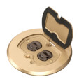 Product Image of 1-Gang Round Non-Metallic Adjustable Floor Box w/ Metallic Cover & Single Flip Lid (Brass)