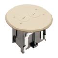 Product Image of 1-Gang Round Non-Metallic Adjustable Floor Box w/ Two Threaded Plugs for New Floors (Light Almond)