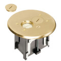 Product Image of 1-Gang Round Non-Metallic Adjustable Floor Box w/ Metallic Cover & Two Threaded Plugs for New Floors (Brass)