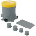 Product Image of 4-1/2" Round Non-Metallic Floor Box w/ Four Conduit Hubs for New Concrete Pours (Gray)