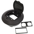 Product Image of 6" Round Non-Metallic Floor Box Cover Kit w/ Flip Lid for New Concrete (Brown)