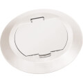 Product Image of 6" Round Non-Metallic Floor Box Cover Kit w/ Flip Lid for New Concrete (White)