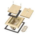 Product Image of 1-Gang Recessed Floor Box Cover Frame Kit for New Concrete (Brass-Plated Zinc)