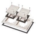 Product Image of 2-Gang Gasketed Floor Box Cover/Frame Kit w/ Furniture Feed Inserts (Nickel-Plated Zinc)