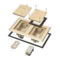 Product Image of 2-Gang Recessed Floor Box Cover Frame Kit for New Concrete (Brass-Plated Zinc)