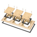 Product Image of 3-Gang Gasketed Floor Box Cover/Frame Kit w/ Furniture Feed Inserts (Brass-Plated Zinc)