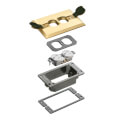 Product Image of Trim Kit w/ 2 Flip Lids for New Concrete Floor Boxes (Brass)