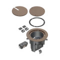 Product Image of InBox Floor Box Kit w/ Recessed Wiring Device & Two Low Voltage Openings for Existing Floors (Brown)