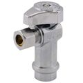 Product Image of 1/2" Nominal Press x 3/8" OD Compression, 1/4 Turn Angle Stop Valve (Chrome)