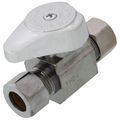 Product Image of 1/4" Nom Comp (3/8" OD) x 3/8" OD Comp 1/4 Turn Straight Stop (Chrome Plated)