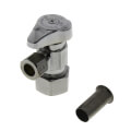 Product Image of 1/2" PEX Crimp x 3/8" OD Comp. Angle Stop w/ Tube Insert 1/4 Turn (Chrome Plated)