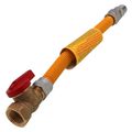 Product Image of 1/2" ID (5/8" OD) Yellow Coated Stainless Steel Gas Connector w/ 1/2" FIP Ball Valve & 1/2" MIP Fitting (12" Length)