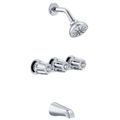 Product Image of Classics 3 Metal Fluted Handle Threaded Escutcheon Tub & Shower Fitting w/ IPS/Sweat Connections & Threaded Spout (Chrome), G0748030