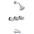 Product Image of Classics 3 Metal Fluted Handle Sliding Sleeve Escutcheon Tub & Shower Fitting w/ Sweat Connections & Threaded Spout (Chrome), G0748031