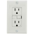 Product Image of Self-Test GFCI Duplex Receptacle w/ Wallplate, 15A, Slim, 5-15R, Back & Side Wire - 125V (White)