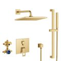 Product Image of Eurocube 2-Handle Pressure Balance Rainshower Bundle, 1.75 Gpm (Brushed Cool Sunrise), 29432GN0