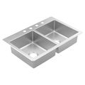 Product Image of 33" x 22" Stainless Steel 20 Gauge Double Bowl Drop In Sink, GS202684