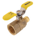 3/4" PEX Crimp x FNPT Brass Ball Valve w/ Stainless Steel Wing Style "T" Handle & Adjustable Packing Gland