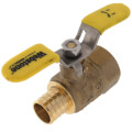 1" PEX Crimp x FNPT Brass Ball Valve w/ Stainless Steel Wing Style "T" Handle & Adjustable Packing Gland