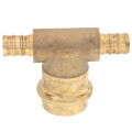 1/2" x 1/2" x 3/4" PEX Crimp × PEX Crimp × Press Brass Transition Tee (LF)