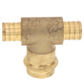3/4" PEX Crimp × PEX Crimp × Press Brass Transition Tee (LF)