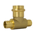 1-1/4" PEX Crimp × PEX Crimp × Press Brass Transition Tee (LF)