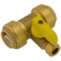 Product Image of 3/8" OD Compression x 3/4" Push Run Pro-Pal T-Valve Full Port Forged DZR Brass Ball Valve w/ Integrated Tee Fitting, Adjustable Packing Gland & Reversible Handle (LF)
