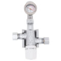 Product Image of 3/8" Compression Chrome Plated Thermostatic Mixing Valve w/ Check Valve and Gauge (Lead Free)