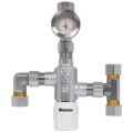 Product Image of 3/8" Compression Chrome Plated Thermostatic Mixing Valve w/ Check Valve, Fittings, and Gauge (Lead Free)