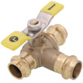 Product Image of 1/2" Press 3-Way DZR Brass Ball Valve w/ L-Port (Lead Free)