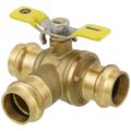 Product Image of 3/4" Press 3-Way DZR Brass Ball Valve w/ L-Port (Lead Free)