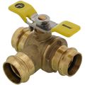 Product Image of 1" Press 3-Way DZR Brass Ball Valve w/ L-Port (Lead Free)