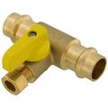 Product Image of 3/8" OD Compression x 1/2" Press Run Pro-Pal T-Valve Full Port Forged DZR Brass Ball Valve w/ Integrated Tee Fitting, Adjustable Packing Gland & Reversible Handle (LF)