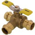 Product Image of 1/2" Press 3-Way DZR Brass T-Flow Ball Valve (Lead Free)